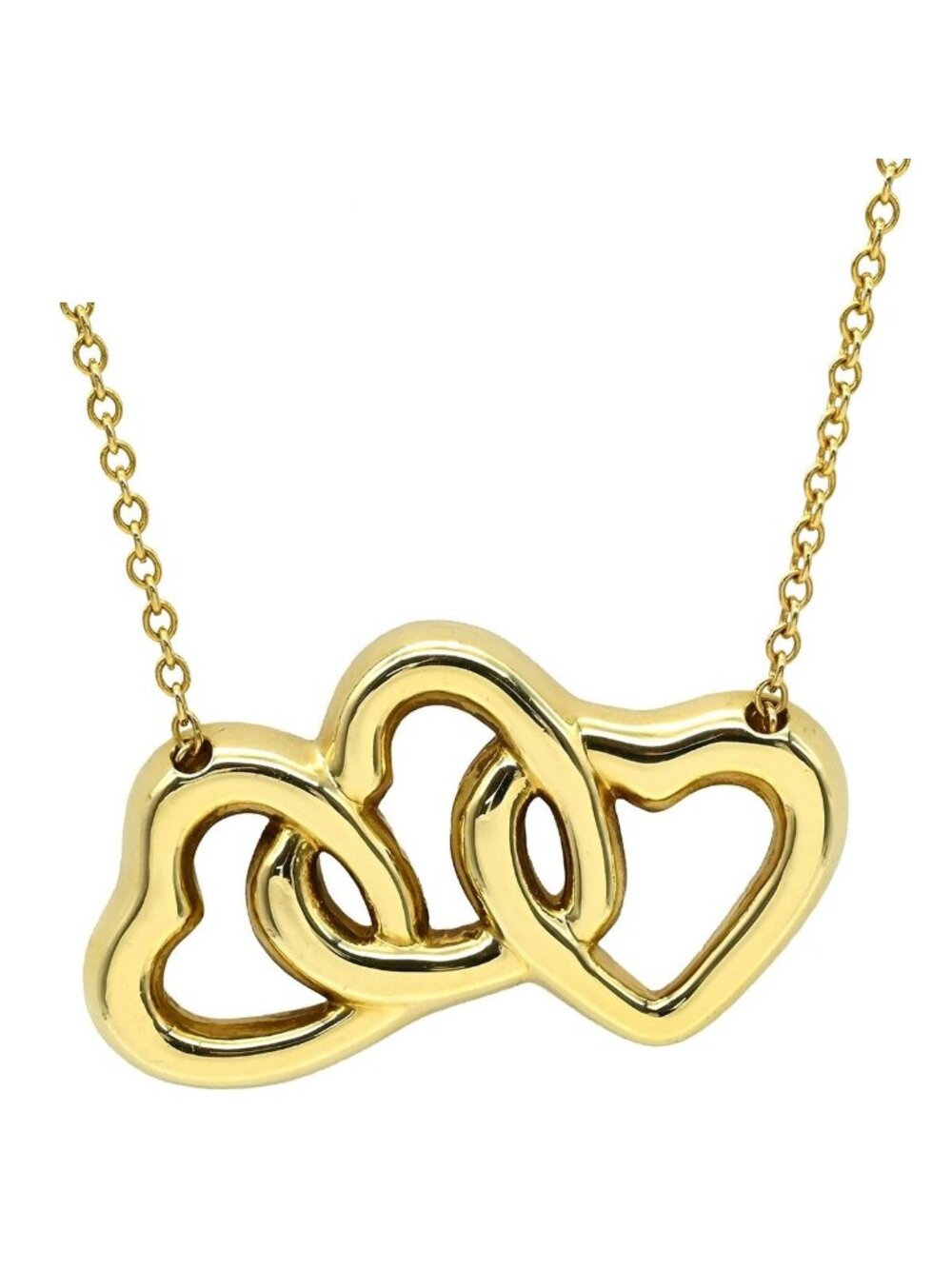 Tiffany & Co Necklace Triple Heart Yellow Gold 18k Double Hanging Vintage